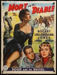 3f330 BEAT THE DEVIL Belgian 1953 art of Humphrey Bogart with Gina Lollobrigida & Jennifer Jones!