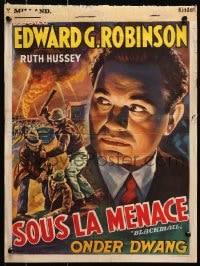 3f332 BLACKMAIL Belgian R1940s cool different artwork of escaped convict Edward G. Robinson!