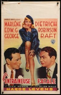 3f358 MANPOWER Belgian 1948 art of George Raft, Edward G. Robinson, Marlene Dietrich!