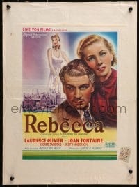 3f370 REBECCA Belgian R1940s Alfred Hitchcock, art of Laurence Olivier & Joan Fontaine!