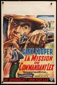 3f380 SPRINGFIELD RIFLE Belgian 1952 cool close-up artwork of Gary Cooper with rifle!