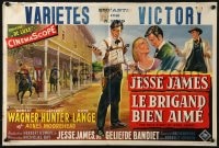 3f384 TRUE STORY OF JESSE JAMES Belgian 1957 art of Robert Wagner, Jeffrey Hunter, Hope Lange!