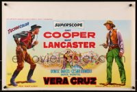 3f385 VERA CRUZ Belgian R1960s different artwork of intense cowboys Gary Cooper & Burt Lancaster!