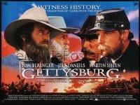 3f198 GETTYSBURG British quad 1994 Tom Berenger, Jeff Daniels, cool image of Civil War battle!