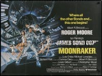 3f209 MOONRAKER British quad 1979 art of Moore as James Bond & sexy Lois Chiles by Goozee!