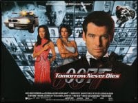 3f217 TOMORROW NEVER DIES DS British quad 1997 Pierce Brosnan as James Bond, Yeoh, Teri Hatcher!
