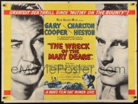 3f221 WRECK OF THE MARY DEARE British quad 1959 c/u of Gary Cooper & Charlton Heston!