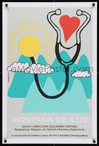 3f183 MONTANA DE LUZ silkscreen Cuban 2005 cool art of stethscope over mountains by Villaverde!