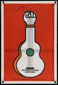 3f186 QUE LEVANTE LA MANO LA GUITARRA silkscreen Cuban R1990s Coni art of guitar/fist!