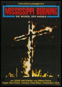 3f484 MISSISSIPPI BURNING East German 23x32 1989 Gene Hackman, Willem Dafoe, burning cross!