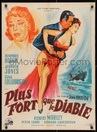3f650 BEAT THE DEVIL French 22x30 1953 Humphrey Bogart with sexy Gina Lollobrigida & Jennifer Jones!