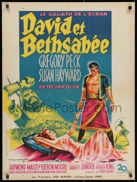 3f657 DAVID & BATHSHEBA French 24x32 1952 different Soubie art of Gregory Peck & sexy Susan Hayward