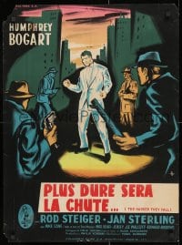 3f665 HARDER THEY FALL French 23x31 1956 Humphrey Bogart, Rod Steiger, the fight racked exposed!