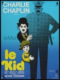 3f667 KID French 23x31 R1970s different Leo Kouper artwork of Charlie Chaplin & Jackie Coogan!