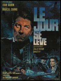 3f668 LE JOUR SE LEVE French 23x31 R1960s Daybreak starring Jean Gabin, cool art by Jean Mascii!