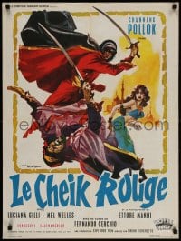 3f680 RED SHEIK French 24x32 1962 cool art of Channing Pollock on horse by Enrico De Seta!