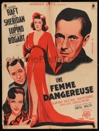 3f693 THEY DRIVE BY NIGHT French 24x32 1947 Daston art of Humphrey Bogart, Raft & Sheridan!