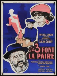 3f694 THREE MAKE A PAIR French 24x32 1957 Sacha Guitry's Les 3 front la paire!