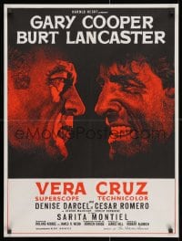 3f702 VERA CRUZ French 23x31 R1970s best close up artwork of cowboys Gary Cooper & Burt Lancaster!