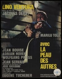 3f707 WITH THE LIVES OF OTHERS French 23x29 1966 different art of Lino Ventura in struggle!