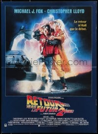 3f721 BACK TO THE FUTURE II French 16x22 1989 Michael J. Fox & Christopher Lloyd by Drew Struzan!