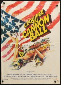 3f732 CANNONBALL RUN French 15x21 1981 Burt Reynolds, Farrah Fawcett, wild different Hurel art!