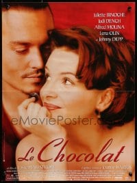 3f733 CHOCOLAT French 16x21 2001 Johnny Depp, Juliette Binoche, one taste is all it takes!
