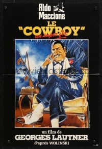 3f734 COWBOY French 16x24 1985 great wacky Claeys artwork of Aldo Maccione, Godfather parody!