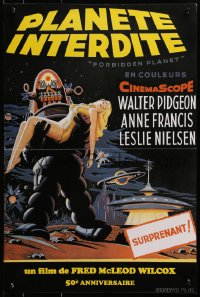 3f744 FORBIDDEN PLANET French 16x24 R2006 classic art of Robby the Robot carrying sexy Anne Francis!