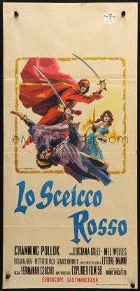 3f875 RED SHEIK Italian locandina 1962 cool art of Channing Pollock on horse by Enrico De Seta!
