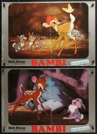 3f957 BAMBI group of 8 Italian 18x26 pbustas R1970s Walt Disney cartoon classic, Thumper & Flower!