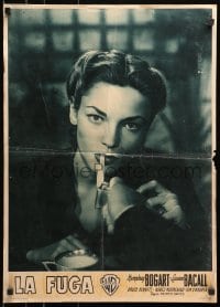 3f900 DARK PASSAGE Italian 19x27 pbusta 1948 best close-up of sexy Lauren Bacall smoking!