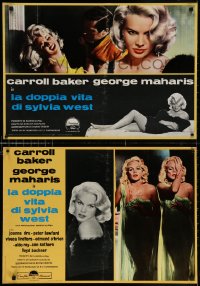 3f981 SYLVIA group of 9 Italian 19x27 pbustas 1965 sexy Carroll Baker is the powder, George Maharis!