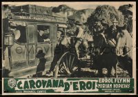 3f994 VIRGINIA CITY Italian 14x19 pbusta R1960s Erroll Flynn & Humphrey Bogart in stagecoach!