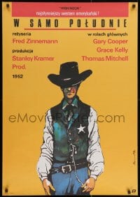 3f404 HIGH NOON Polish 27x38 R1987 Marszalek art of Gary Cooper, Fred Zinnemann cowboy classic!