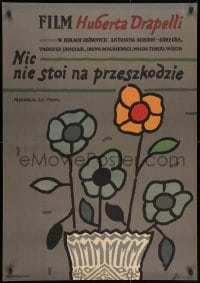 3f415 NIC NIE STOI NA PRZESZKODZIE Polish 26x38 1981 Hubert Drapella, Mlodozeniec art of flowers!