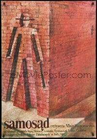 3f418 PREVENTIVE DETENTION Polish 27x39 1984 Jaime Carlos Nieto art of man's outline in bricks!