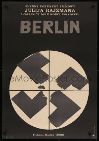 3f435 FALL OF BERLIN Polish 23x33 1968 cool art of a broken Swastika by Jacek Neugebauer!