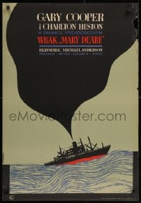 3f458 WRECK OF THE MARY DEARE Polish 23x33 1966 Gary Cooper & Heston, Stachurski art of ship!