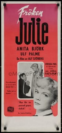 3f117 MISS JULIE Swedish stolpe 1951 Ulf Palme romances sexy Anita Bjork in title role!