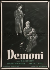 3f234 DIABOLIQUE Yugoslavian 20x28 1960s Simone Signoret & Clouzot in Clouzot's Les Diaboliques!