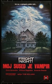 3f238 FRIGHT NIGHT Yugoslavian 17x27 1985 Roddy McDowall, classic horror art by Peter Mueller!