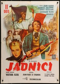 3f244 LES MISERABLES Yugoslavian 20x28 1960 different art of Jean Gabin as Jean Valjean!