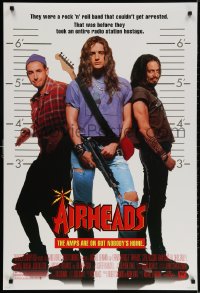 3g612 AIRHEADS style B DS 1sh 1994 rockers Adam Sandler, Brendan Fraser & Steve Buscemi!