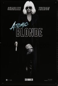 3g622 ATOMIC BLONDE teaser DS 1sh 2017 great full-length image of sexy Charlize Theron with gun!
