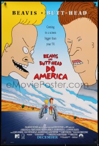 3g642 BEAVIS & BUTT-HEAD DO AMERICA int'l advance DS 1sh 1996 Mike Judge MTV delinquent cartoon!