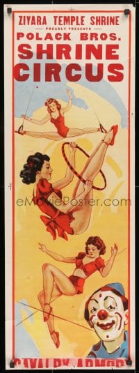 3g004 POLACK BROS. SHRINE CIRCUS 14x40 circus poster 1940s art of women acrobats over clown!