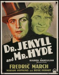 3g261 DR. JEKYLL & MR. HYDE 22x28 commercial poster 1980s Fredric March in full makeup as Mr. Hyde!