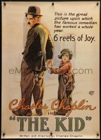 3g281 KID 20x28 commercial poster 1990 featuring wonderful classic art of Chaplin and Coogan!