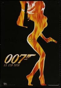3g312 WORLD IS NOT ENOUGH 27x39 Dutch commercial poster 1999 Bond, flaming silhouette of sexy girl!